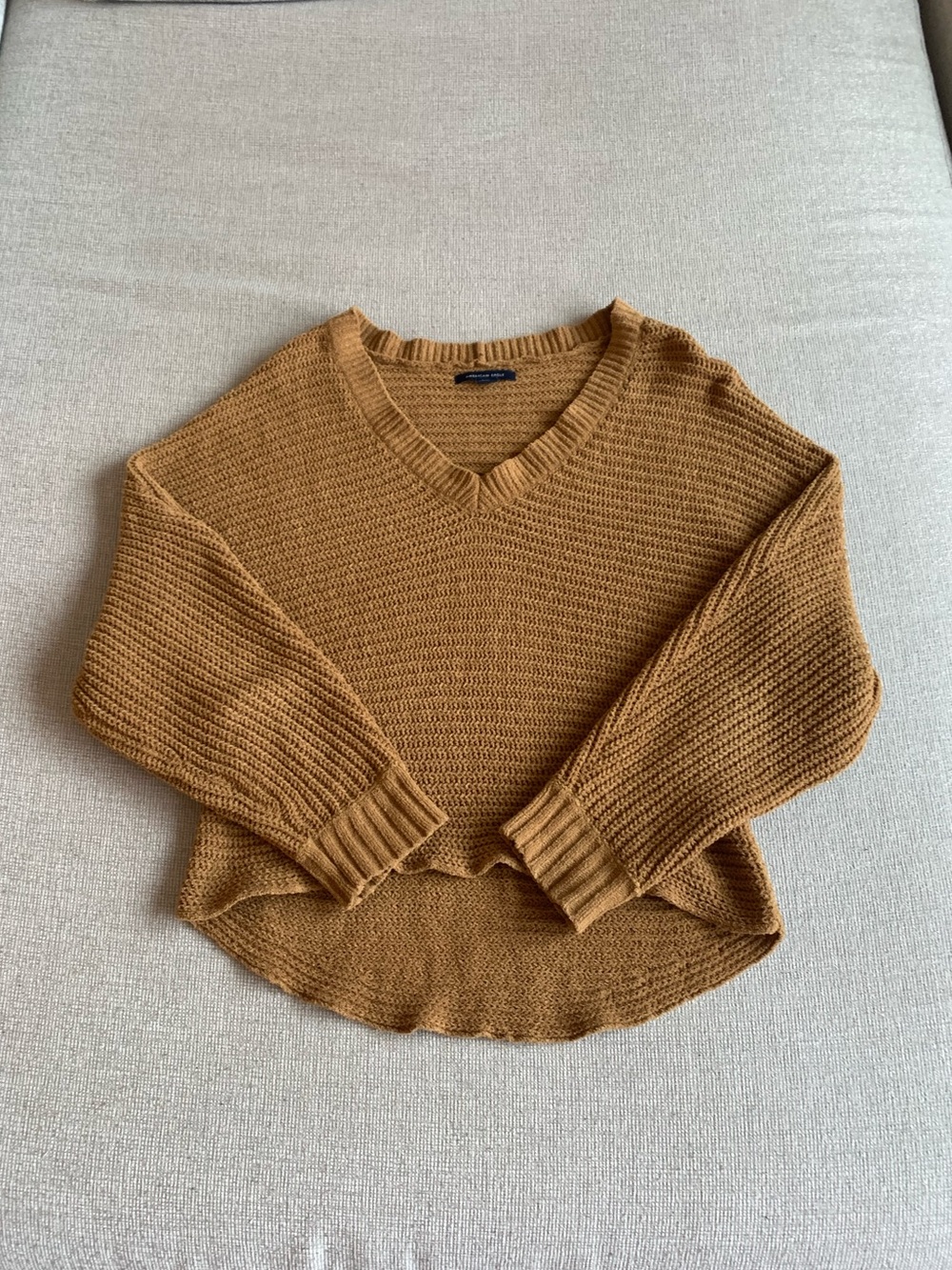 American Eagle Dark Mustard Yellow Knit Sweater